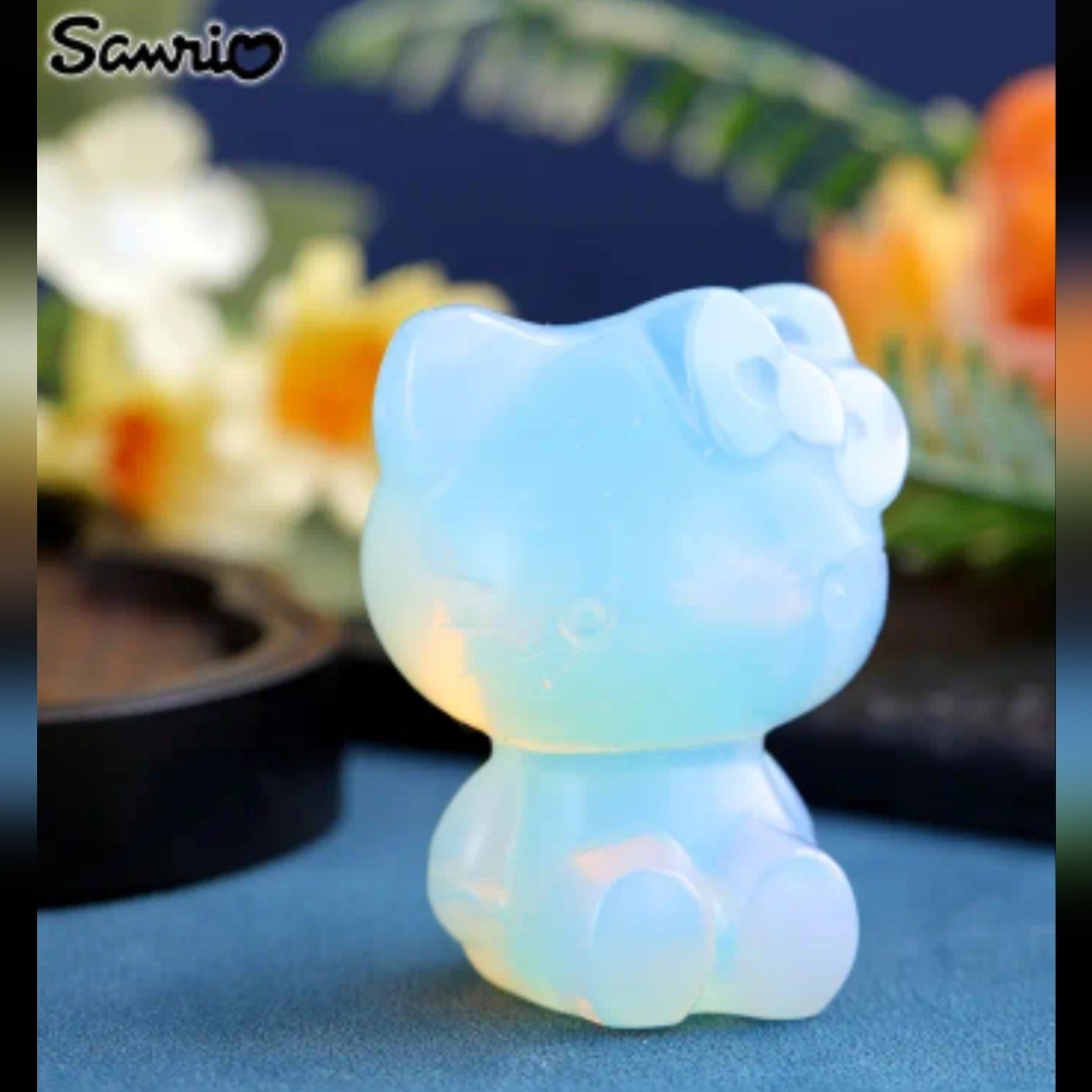 Synthetic Opal/White Crystal Hello Kitty Statue